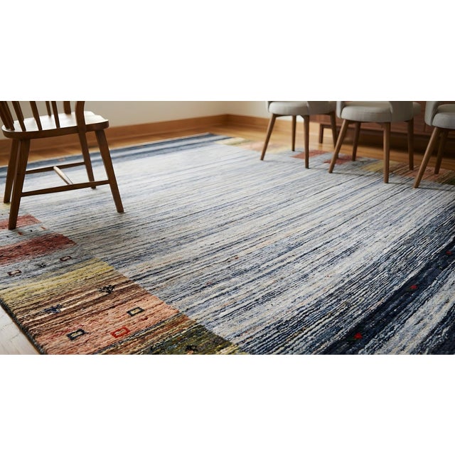 8x10 Gray Hand-Knotted Wool Framed Horizon Lines Modernist Carpet Rug For Sale - Image 10 of 13