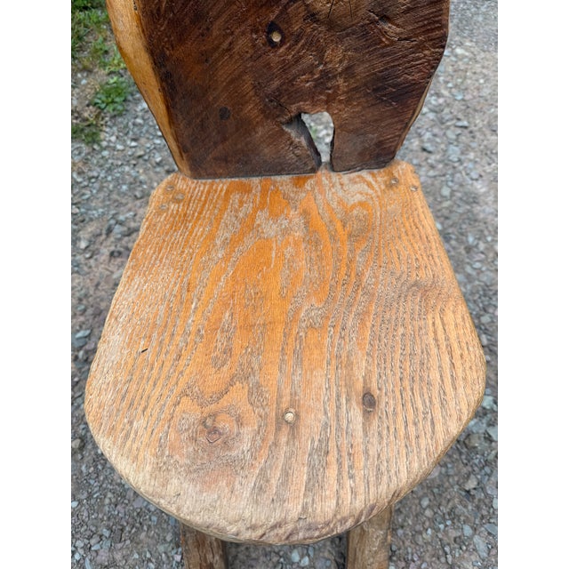 Vintage Primitive Live Edge Slab Stargazer Viking Chair (47x12) For Sale - Image 6 of 18