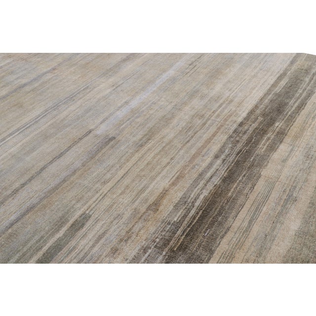 Rug & Kilim’s Textural Rug in Greige Tones and Striae For Sale In New York - Image 6 of 7