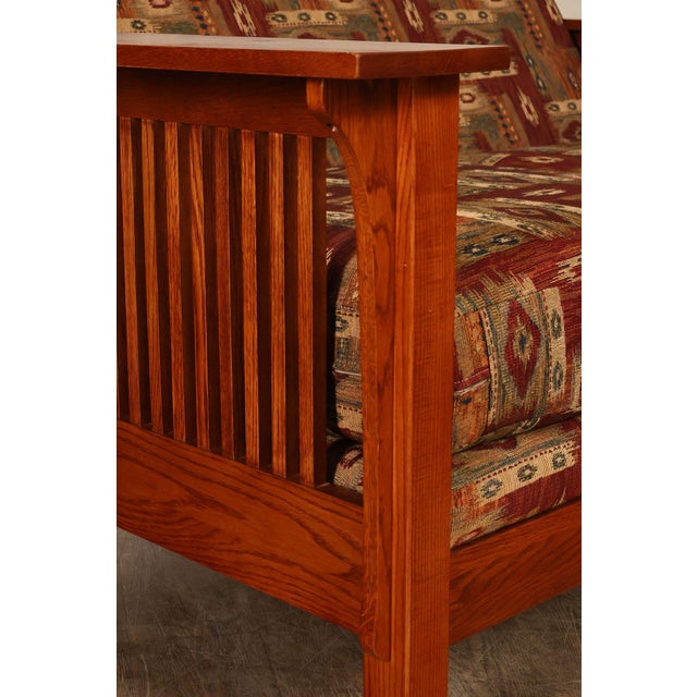 Bassett Furniture Mission Style Oak Spindle Settee For Sale - Image 9 of 18