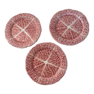Vintage Secla Pink Cabbage Bread/Dessert Plates, Made in Portugal- Set of 3 For Sale