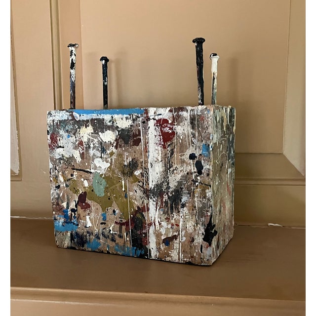 George S. Rennie III (American 1940 - 2022) Mid-Century Modern Mixed Media Construction Abstract Drip Painting Table Sculpture Circa 1965 For Sale - Image 4 of 17
