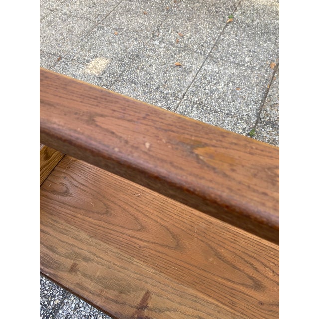 Rustic Oak Farmhouse Bench, 1950s For Sale - Image 11 of 18