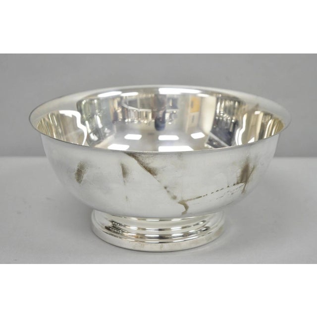 Late 20th Century Vintage Gorham Yc 781 Silver Plated 9" Round Modern Serving Bowl For Sale - Image 5 of 11