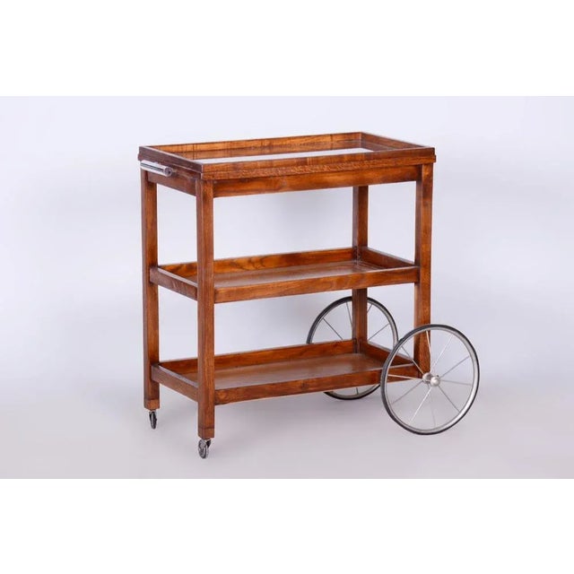 Brown Art Deco Trolley in Oak and Glass from Thonet, 1920s For Sale - Image 8 of 9