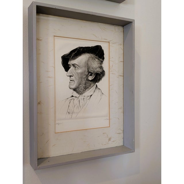 1930s 1930s Set of Eight (8) Signed Etchings of Famous Composers by Wilhelm Pech For Sale - Image 5 of 12