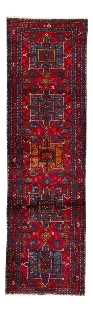 Red Vintage Persian Heriz Wool Runner