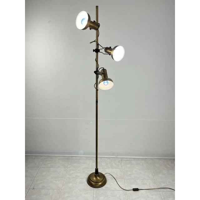 3-Light Floor Lamp in Brass and Aluminum, Italy, 1970s For Sale - Image 3 of 11