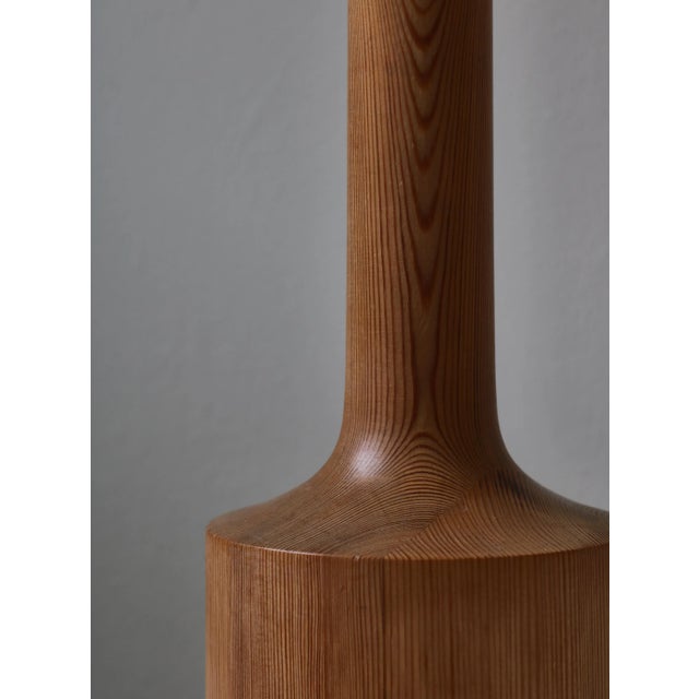 Brown Large Pinewood Table Lamp, Handmade Shade Marianne Von Münchow, Sweden, 1960s For Sale - Image 8 of 12
