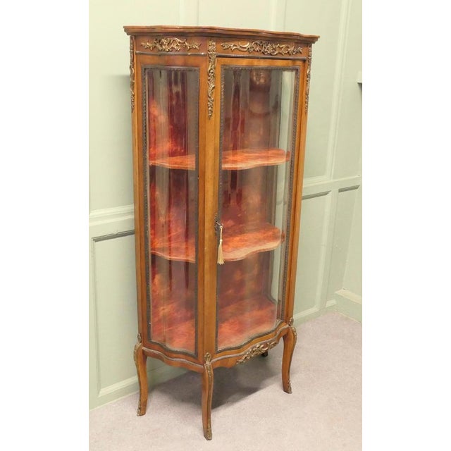 Wood French Walnut and Ormolu Mounted Vitrine For Sale - Image 7 of 9