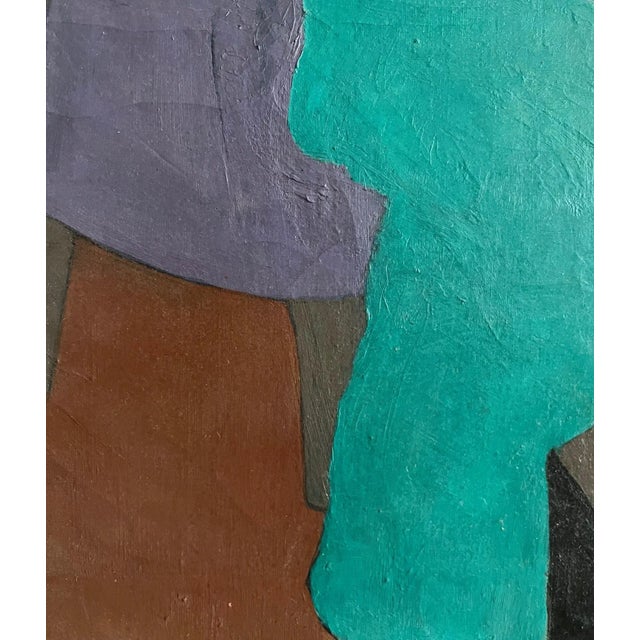 1940s Vintage Abstract Oil on Canvas of a Seated Woman, Signed For Sale - Image 5 of 8