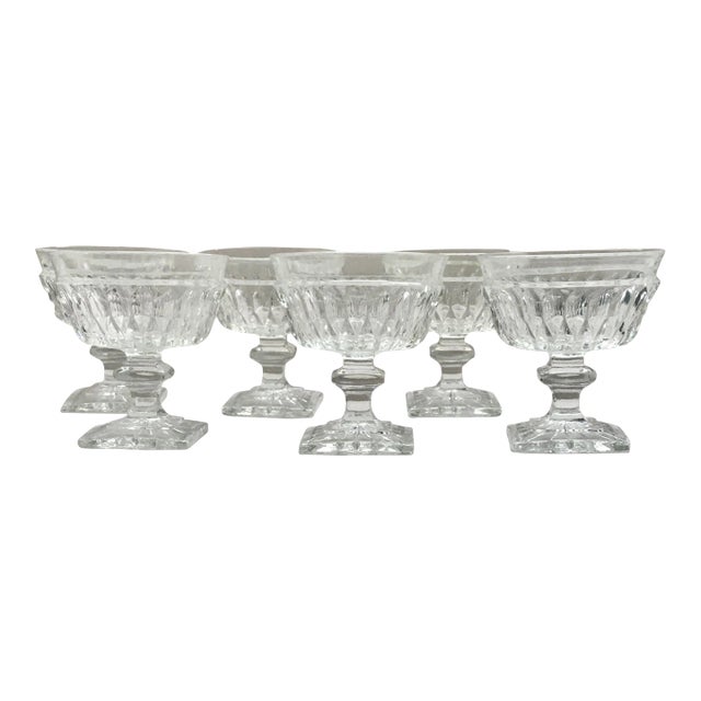 Mid 20th Century Indiana Glass Square Based Champagne Glasses - Set of 6 For Sale