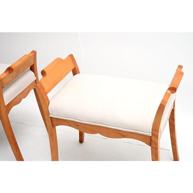 Antique Biedermeier Swedish Satin Birch Stools, 1880s, Set of 2 For Sale - Image 9 of 10
