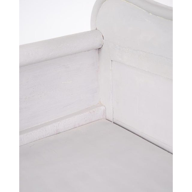 Wood Antique Swedish Bench in Grey Painted Pine with Storage, 1900s For Sale - Image 7 of 11