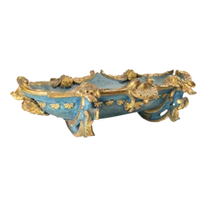 19th Century or Earlier Italian Venetian Painted Blue and Gold Cradle or Centerpiece