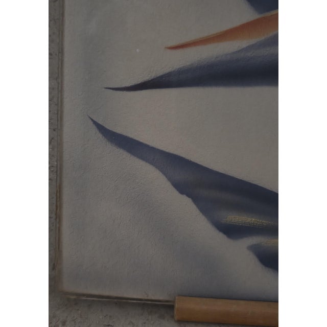 Ted Mundorff Vintage Floral Hawaiian Air Brush on Board Bird of Paradise 12 X 10 C1950 For Sale - Image 4 of 18