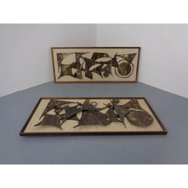 Two framed metal sculptures from the 1960s. Design by Danish artist Henrik Horst. I have official proof of authenticity...