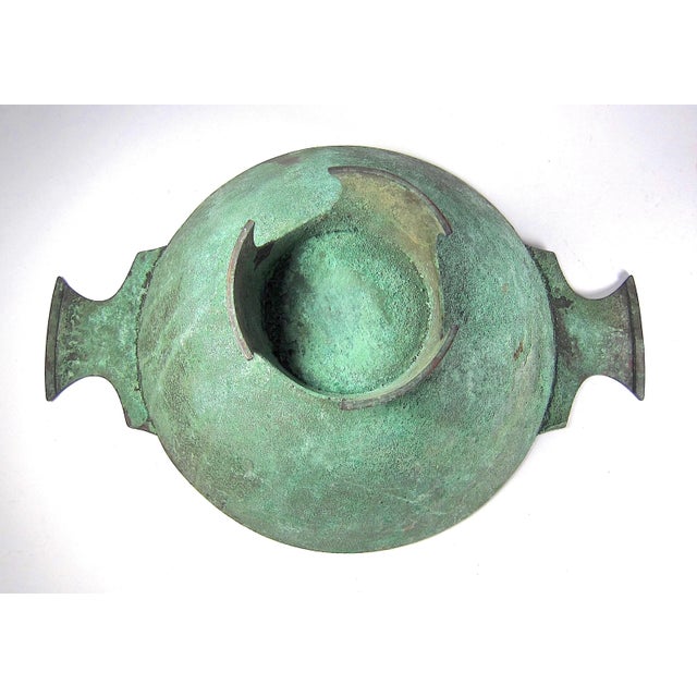 Early 20th Century Marie Zimmermann Large Centerpiece Bowl With Encrusted Verdigris Patina For Sale - Image 5 of 10