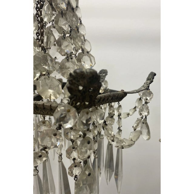 Traditional 19thc Petite French Regency Bronze W/ Cascading Crystal Chandelier For Sale - Image 3 of 7