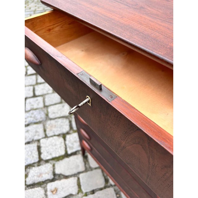Teak Chest of Drawers with Lock, Denmark For Sale - Image 5 of 11