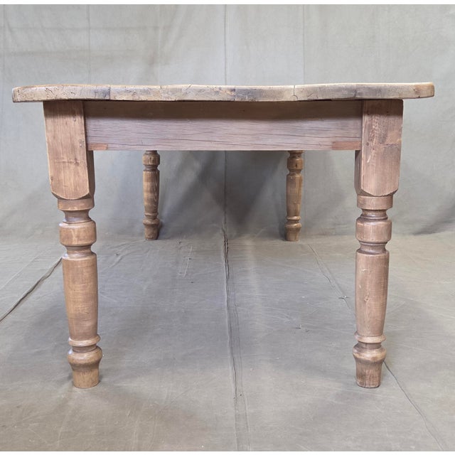 Antique 1920s English Weathered Pine Farmhouse 7' Long Kitchen or Dining Table For Sale - Image 11 of 13