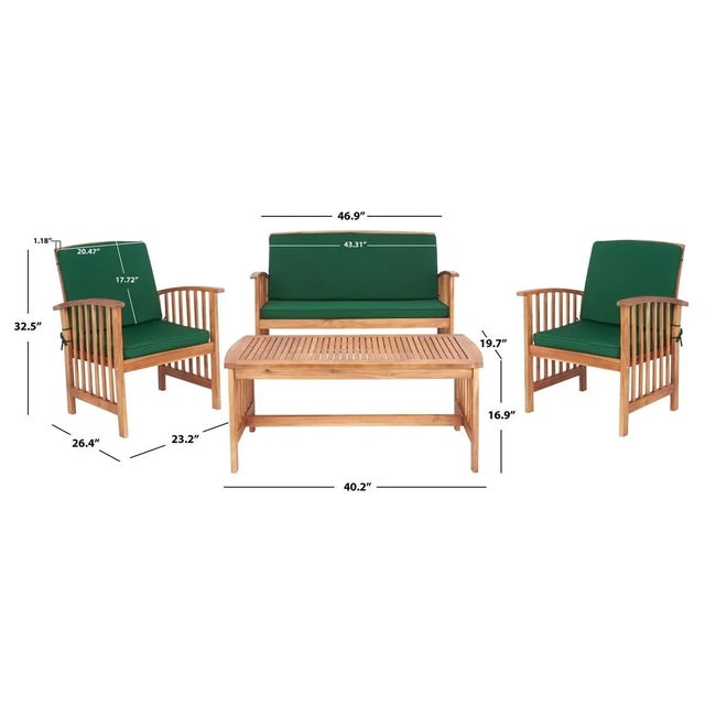 Rocklin 4 Piece Outdoor Set - Natural/Green For Sale In Philadelphia - Image 6 of 11