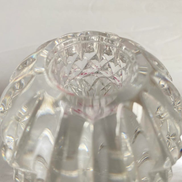 Glass Waterford Crystal Taper Candlestick Holders Crosshatch Snowball Signed a Pair For Sale - Image 7 of 9