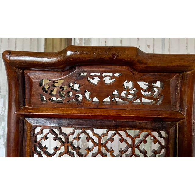 Wood Antique Asian Chinese Style Carved Hexagonal Petit Delicate Small Chair W/Arms For Sale - Image 7 of 12