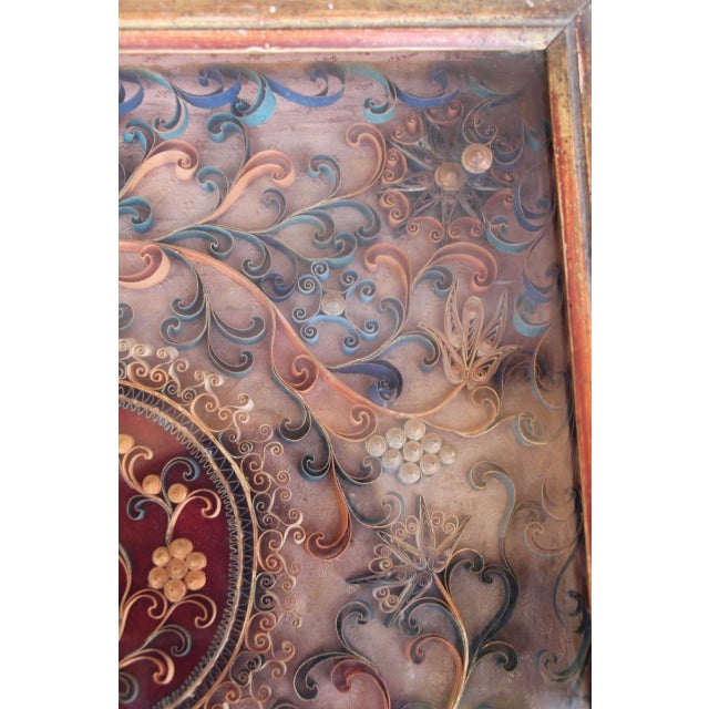 Large Reliquary Frame in Paper Filigree and Relics, 18th Century For Sale - Image 3 of 9