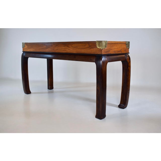 Ming Campaign Style Burl-Wood Console Table For Sale - Image 11 of 11