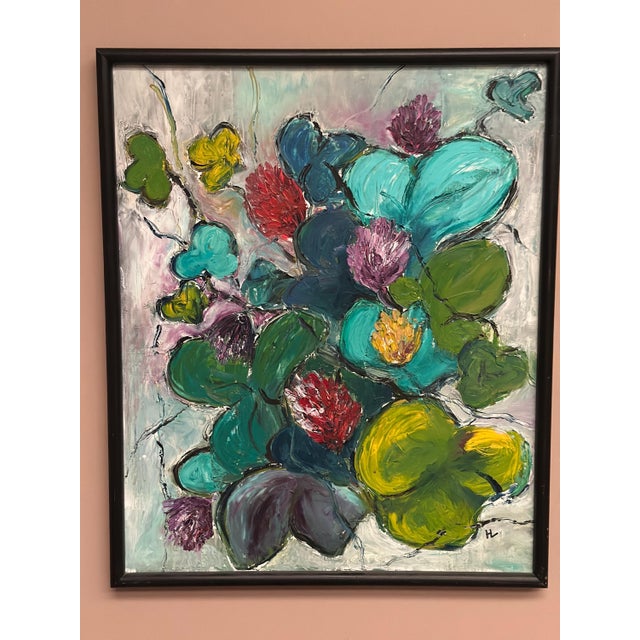 H. L., Flowers, 1950s, Oil on Canvas, Framed For Sale - Image 12 of 18