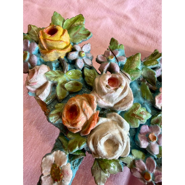 Victorian Era Carved Wooden Flower Basket Stand Intricately carved basket weave, leaves and flowers. Basket is hand...