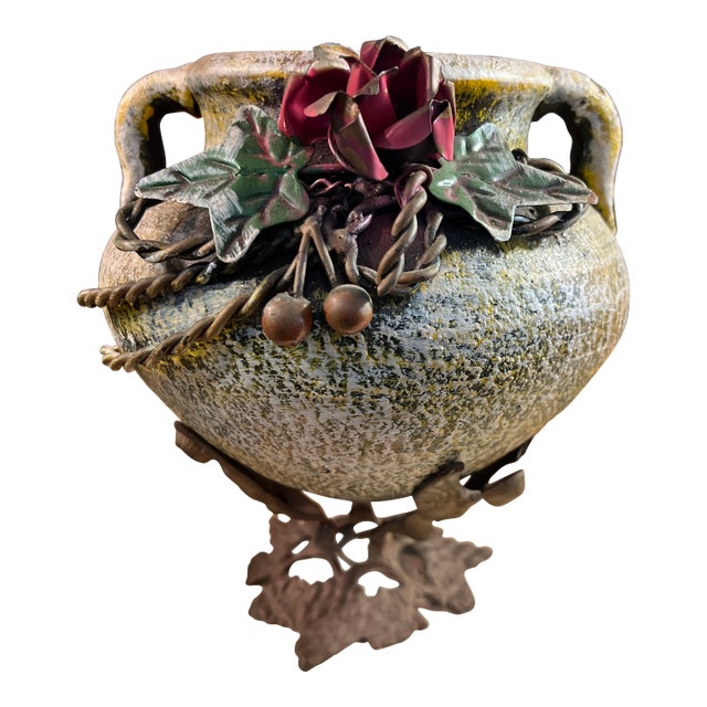 Rare Shino-Style Ceramic Vase on Angel Stand For Sale