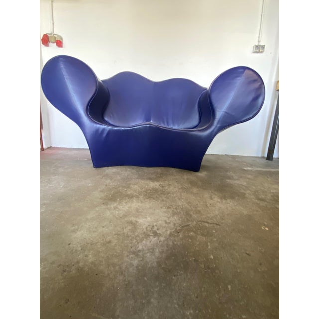 Moroso Soft Easy Sofa in in Purple Leather by Ron Arad for Moroso, 1990s For Sale - Image 4 of 4