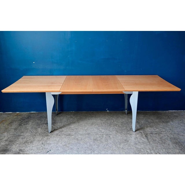 Extendable Table with Bent Steel and Light Wood Legs, 1990s For Sale - Image 15 of 18