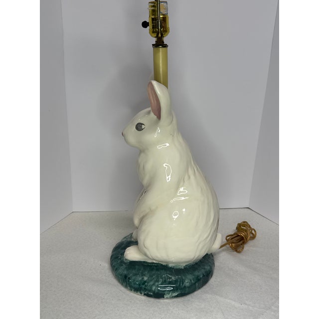 1990s Rabbit Table Lamp With Green Base For Sale - Image 4 of 13