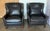 Modern Pair of Thomasville Black Leather Wingback Lounge Chairs For Sale - Image 3 of 17
