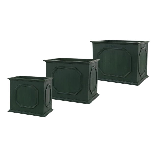 Green Wood Rectangle Platner Box (Set of 3) For Sale