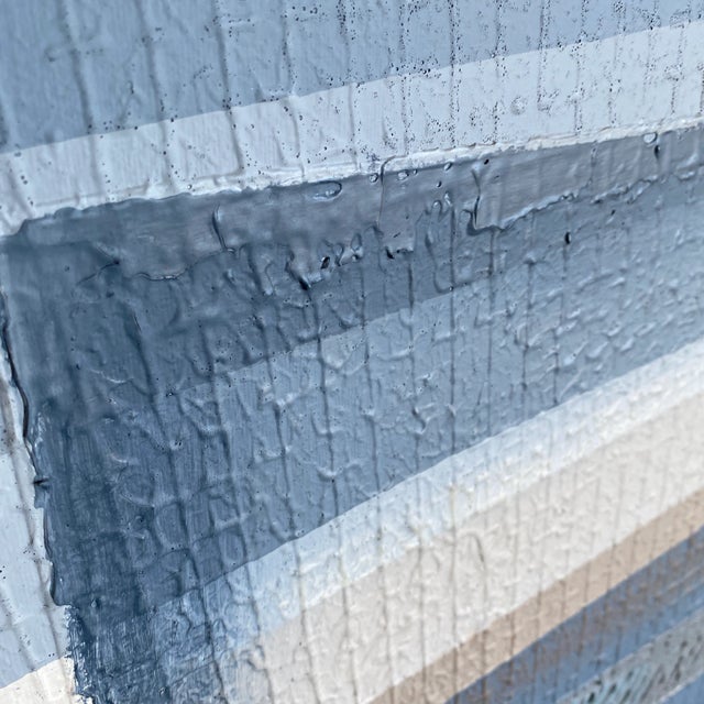 Original Oversized Blue Cubist Style Geometric Painting For Sale In Atlanta - Image 6 of 12