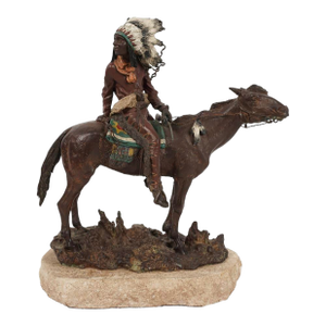 Carl Kauba Austrian Vienna Bronze Sculpture of Indian Warrior on Horseback