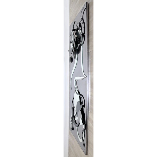 Abstract Contemporary Modern 1980s Abstract Black and White Hanging Wall Art Mirror For Sale - Image 3 of 7