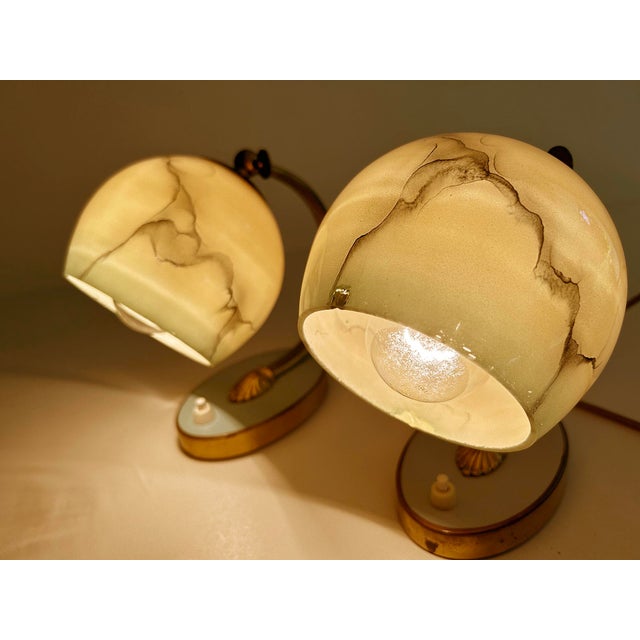 Art Deco Table Lamps in Brass and Glass, Set of 2 For Sale - Image 12 of 18