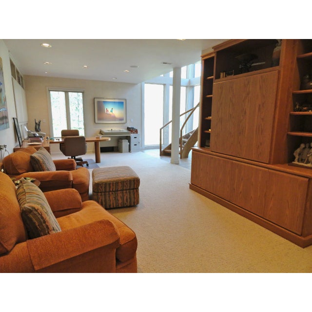 Ultra Comfy 3 Piece Set Beacon Hill Custom Oversized Lounge Club Chairs With Coordinated Pillows Matching Upholstered Ottoman For Sale In Baltimore - Image 6 of 14