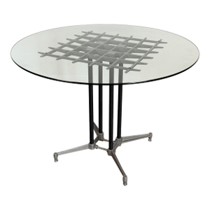 Vintage 1980's Postmodern Aluminum Glass Dining Table
