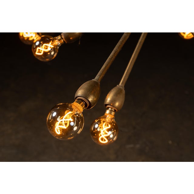Mid 20th Century Vintage Space Age Brass Sputnik Ceiling Fixture For Sale - Image 5 of 8