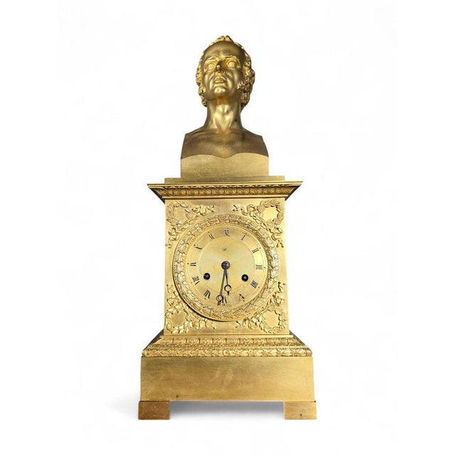 French Empire Gilded Bronze Mantel Clock, 1800s For Sale - Image 9 of 15