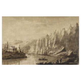 James Hamilton Stanhope, Meuse at Marche-les-Dames, Belgium, 1819, Watercolour For Sale