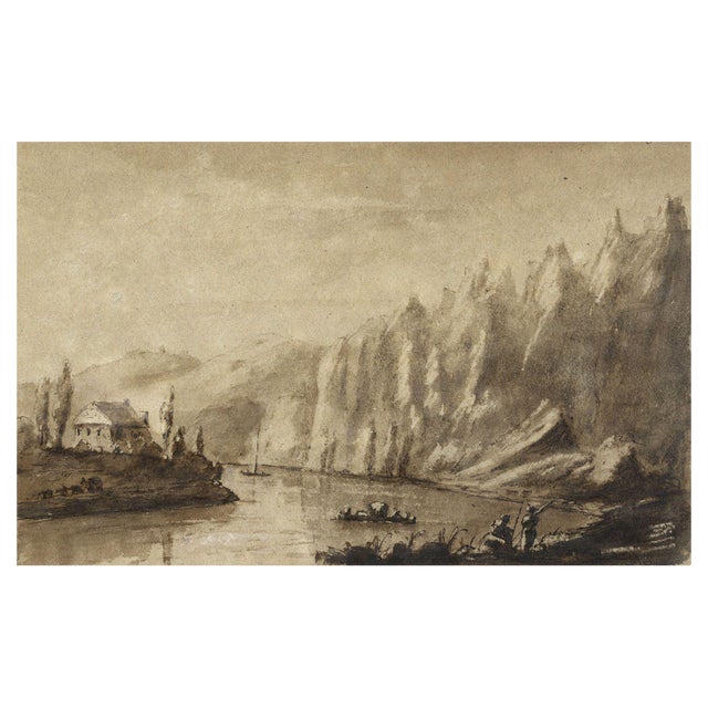 James Hamilton Stanhope, Meuse at Marche-les-Dames, Belgium, 1819, Watercolour For Sale