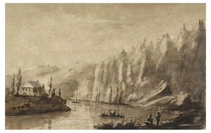 James Hamilton Stanhope, Meuse at Marche-les-Dames, Belgium, 1819, Watercolour
