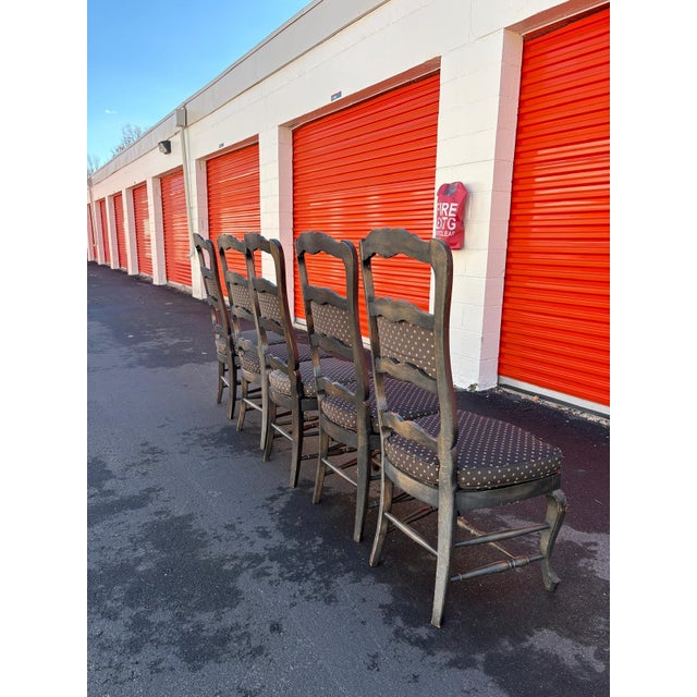 Black 1990s Set of 5 Custom Upholstered French Provincial Dining Chairs For Sale - Image 8 of 9